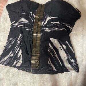 Bebe Black and Silver Zippered Top
